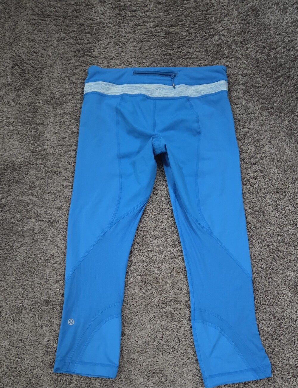 lululemon athletica Bright Blue Swim Tights with Light Gray Waistband
